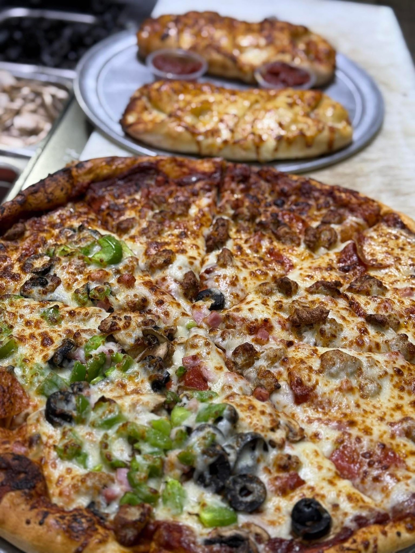 Supreme pizza loaded with toppings